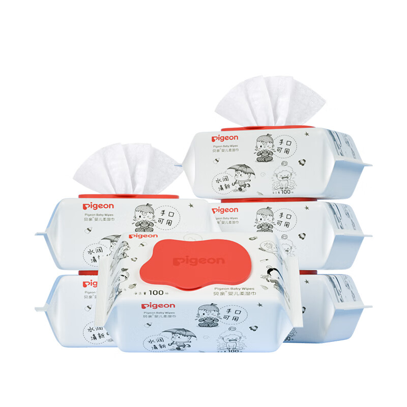 PLUS会员：Pigeon 贝亲 婴儿湿纸巾 100抽*6包 18.75元（需买2件，共37.5元，双重