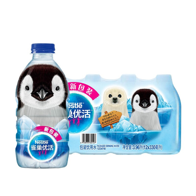 Nestlé Pure Life 雀巢优活 饮用水 330ml*12瓶 卡通装饮用水 塑包装 10.9元