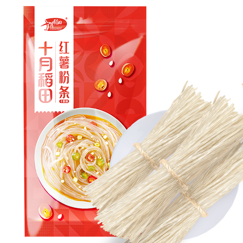 plus会员：十月稻田 纯红薯粉条 500g 1斤 方便速食火锅食材 地瓜粉火锅粉*10