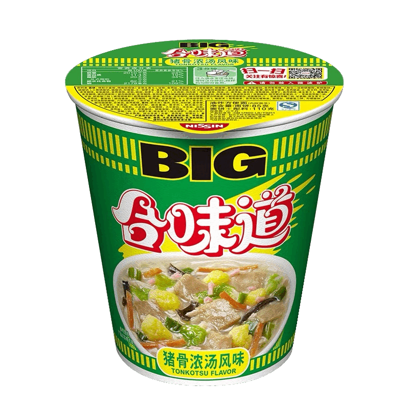 向料 日清 合味道 BIG杯 猪骨浓汤风味 110g 碗装方便面 5.3元