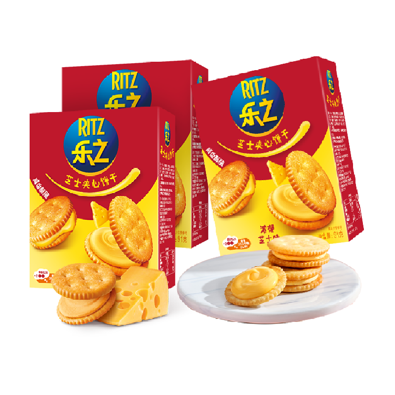 RITZ 卡夫乐 乐之夹心可酥饼双重芝士味咸饼干67gx4盒共8包 ￥8.9