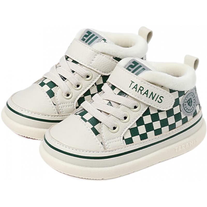 泰兰尼斯 211冬季加绒学步鞋 白/绿（加绒） 99元