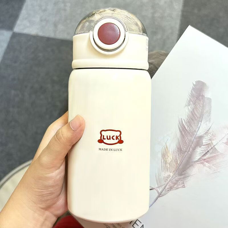 艾格辰简约保温杯女生吸管杯子ins2025新款大人学生儿童水杯 极简红色 450ml 31.93元