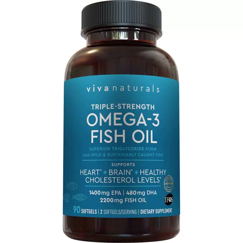 Viva Naturals Viva美国高纯度3倍深海鱼油软胶囊Omega3欧米伽天然鱼油90粒 ￥203.65