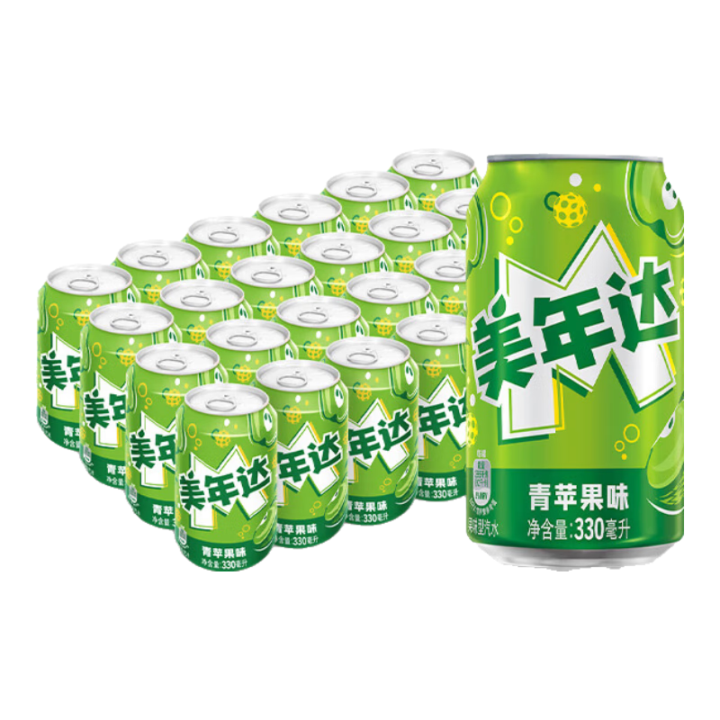 概率券、Plus会员：百事可乐 美年达 Mirinda 青苹果 汽水 碳酸饮料 330ml*24听 51