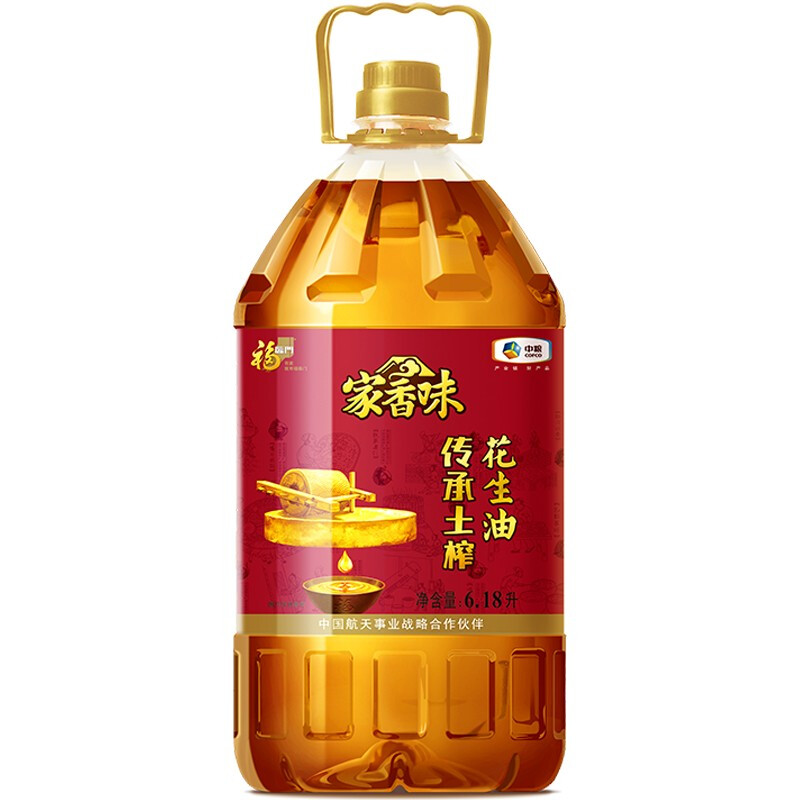 福临门 家香味 传承土榨 压榨一级花生油 6.18L 159.9元