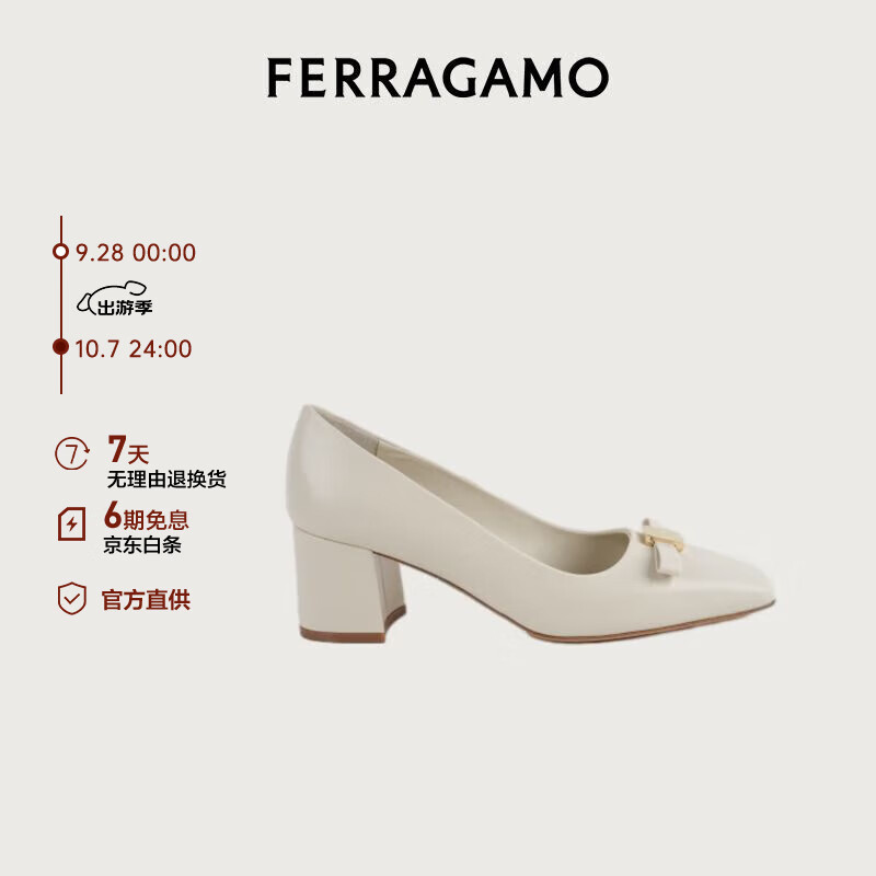 Salvatore Ferragamo 菲拉格慕 女士白色高跟鞋 0769630_1D _ 60/36.5 礼物送女友 3980元