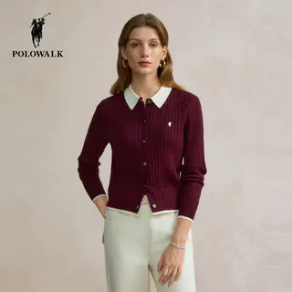 POLOWALK 女式长袖针织衫2026秋冬新品纯色简约衬衫领针织开衫上衣 130元 - 86线报 POLOWALK 女式长袖针织衫2026秋冬新品纯色简约衬衫领针织开衫上衣 130元 - 86线报