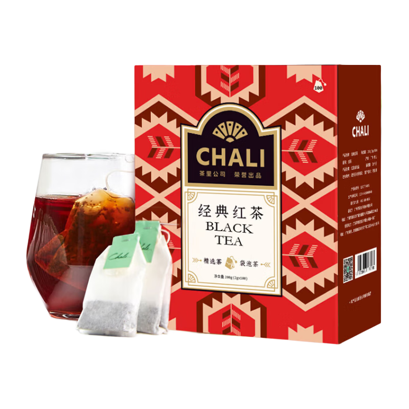 PLUS会员:CHALI茶里红茶量贩装茶叶100包200g/盒 38.12元