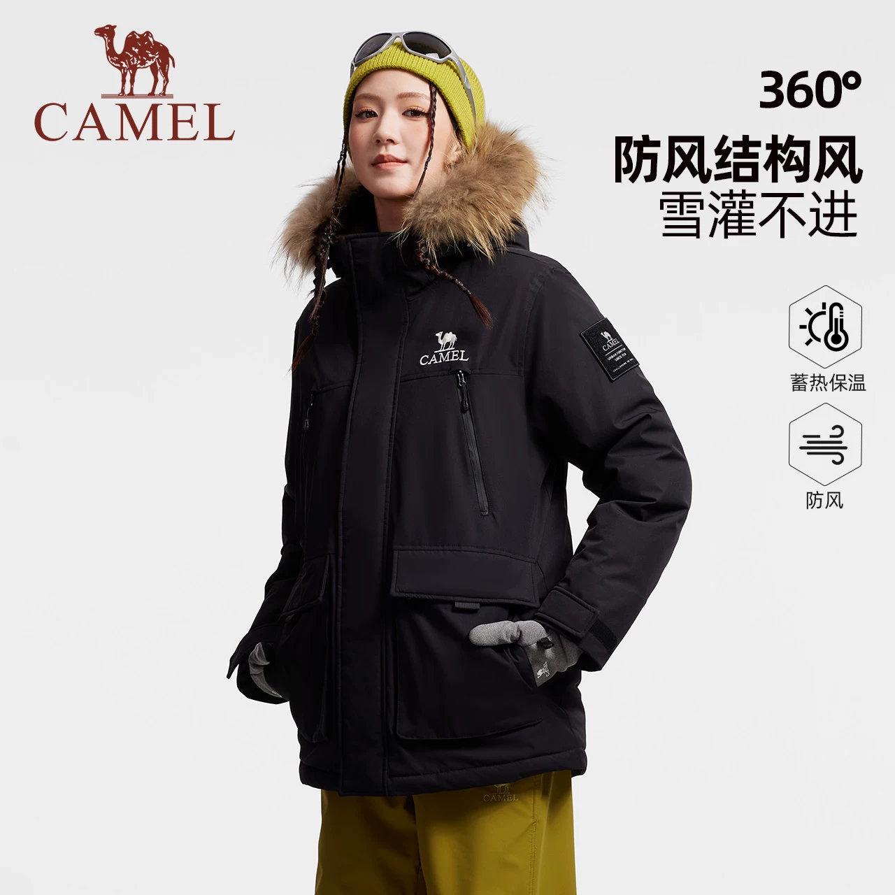骆驼 淘金币388骆驼 派克毛领加厚保暖中长款女士羽绒服 412.25元 - 86线报