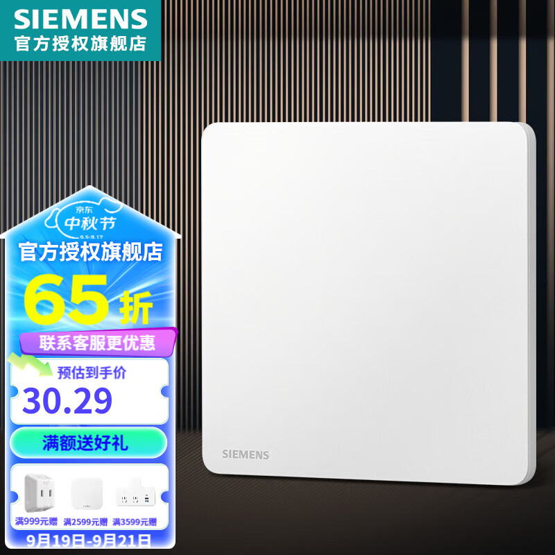 SIEMENS 西门子 86型墙壁开关插座面板 哑光磨砂 睿宸系列象牙白色 空白面板 2