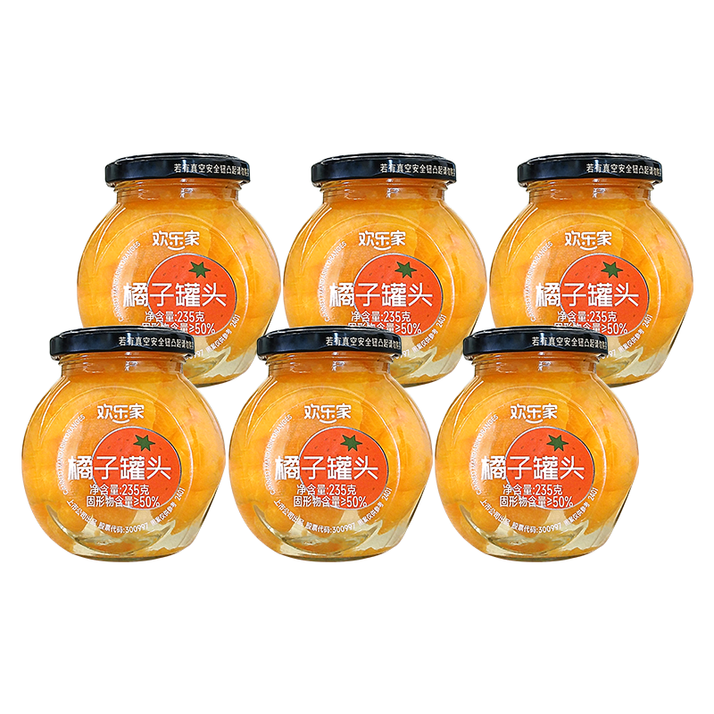 HUANLEJIA 欢乐家 黄桃橘子罐头235g*6瓶 16.24元