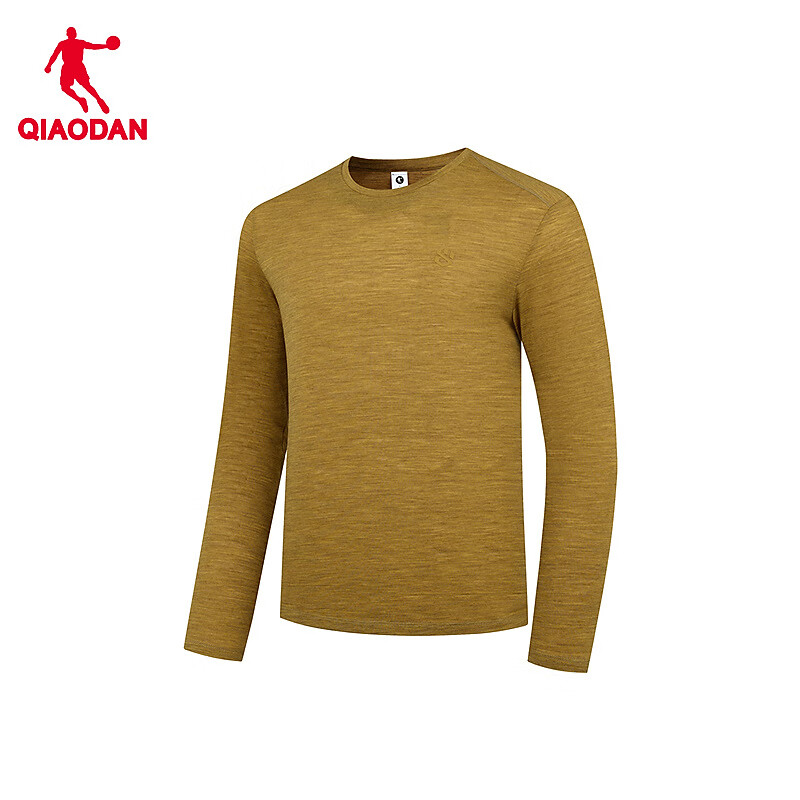 乔丹 山神美利奴羊毛长袖男t恤 鞠衣黄花灰 XL 159元