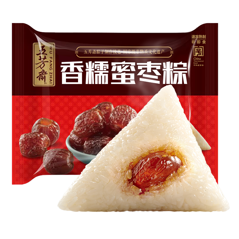 五芳斋 速冻蜜枣粽 100g*5只 嘉兴粽子甜粽端午粽子早餐食品 16.72元（需买3件