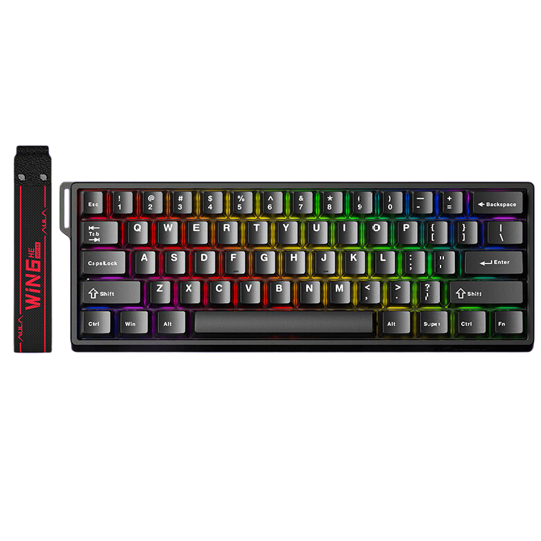 AULA 狼蛛 WiN 60HE 60键 有线机械键盘 标准版 灰木磁轴 RGB 89元