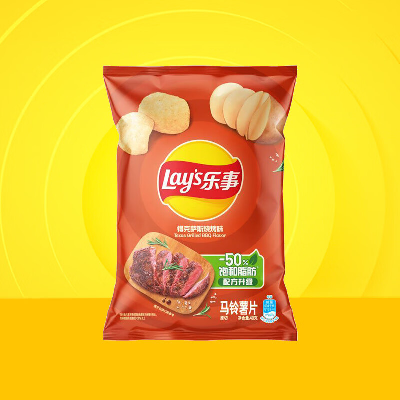 PLUS会员：乐事 经典/大波浪/奇多系薯片 德克萨斯烧烤味 40g 任选10件 多种口