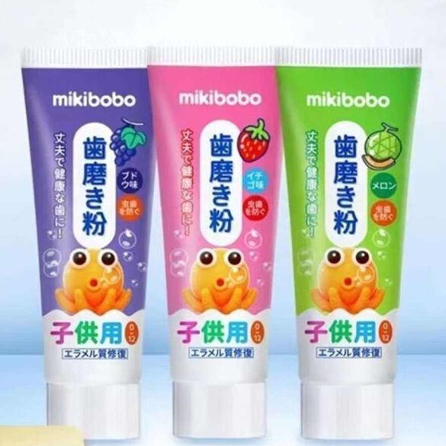 米奇啵啵（mikibobo）儿童牙膏SN4日本配方 1-12岁儿童(草莓+葡萄+哈密瓜)三种