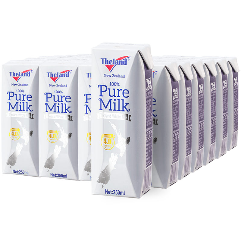plus会员、概率券:纽仕兰 新西兰进口4.0g蛋白质 高钙全脂牛奶 250ml*24盒 67.08