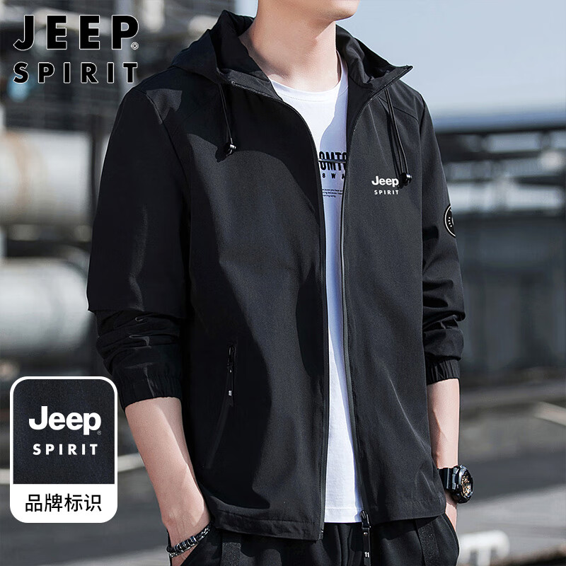 Jeep 外套男连帽 黑色 148元