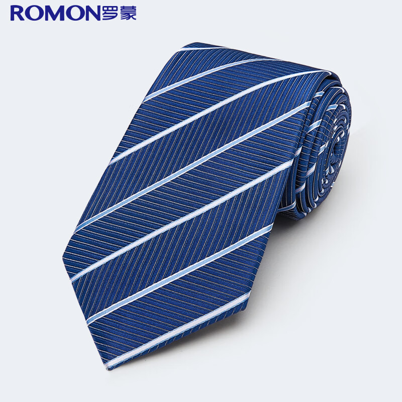 ROMON 罗蒙 领带男士商务正装条纹款百搭面试工作结婚领结8cm手打礼盒装 49元