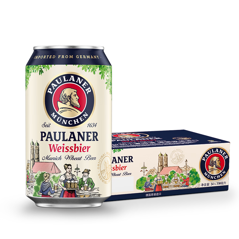 京东百亿补贴：Paulaner 保拉纳 柏龙 精酿白啤 德国进口 330ml*24罐 整箱装 127.7