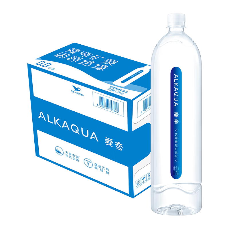 统一 爱夸天然矿泉水 1.5L*8瓶 29.19元