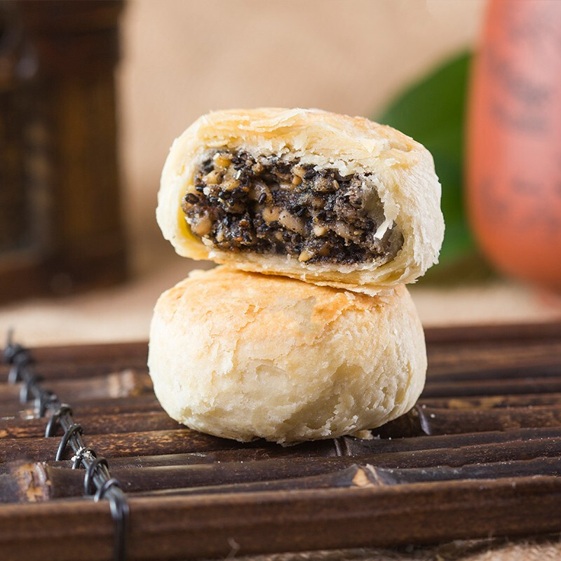 知味观苏式酥皮黑芝麻馅月饼筒装中华杭州特产糕点360g筒1725元