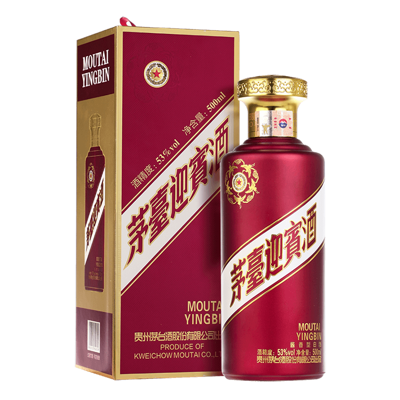PLUS会员: 茅台（MOUTAI）迎宾酒 紫迎宾 酱香型白酒 53度 500ml*1 单瓶装 158.33元