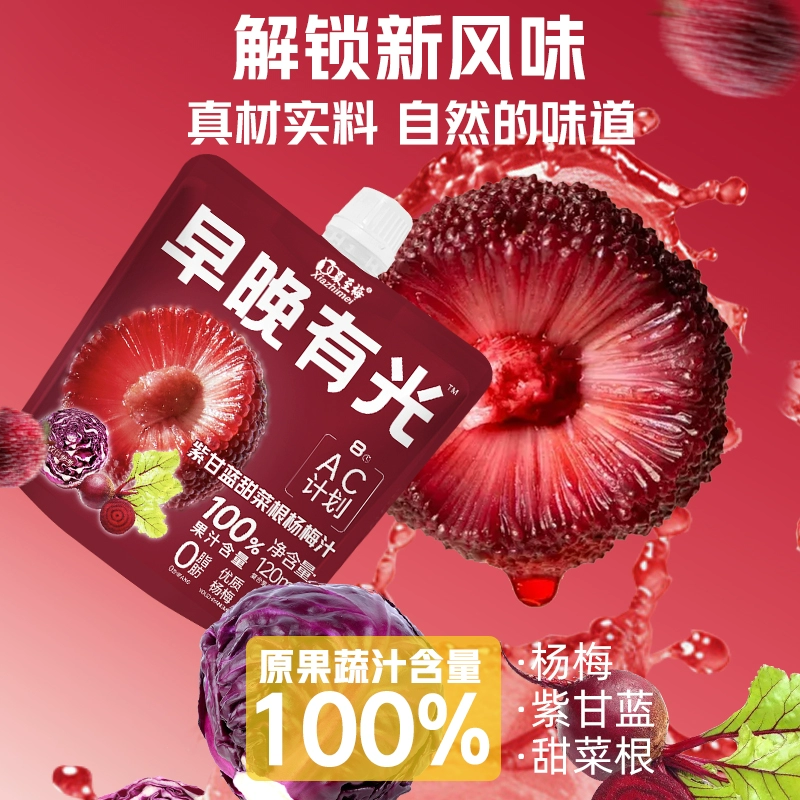 100%果汁含量!夏至梅 紫甘蓝杨梅汁 120ml*10袋 ¥19.9