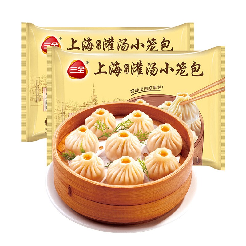 三全 上海灌汤小笼包猪肉馅 450g*2袋 3.72元（需买5件，需用券）