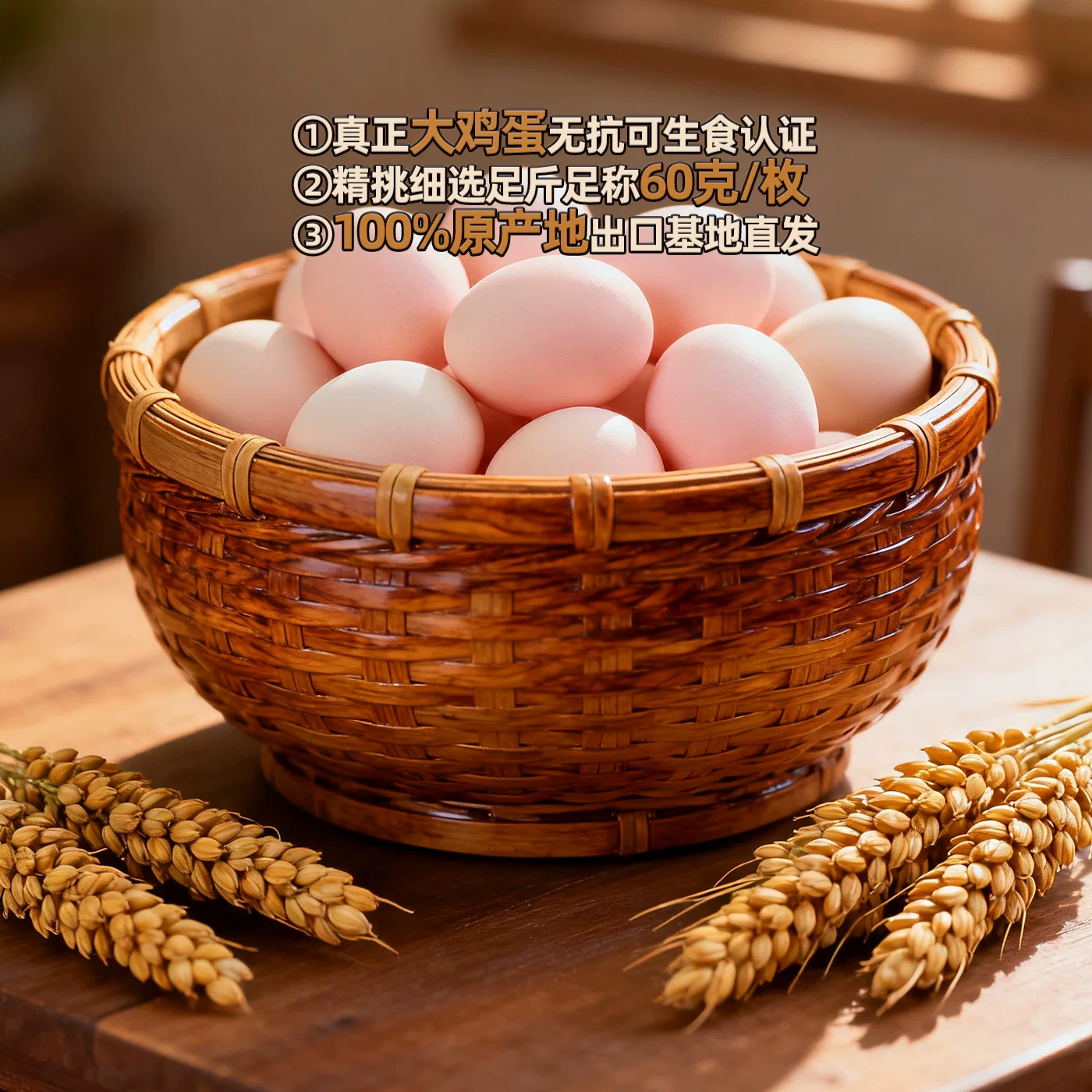 鹏昌 60克/枚出口基地大鸡蛋50枚 可生食无抗双认证大码蛋 39.91元 - 86线报