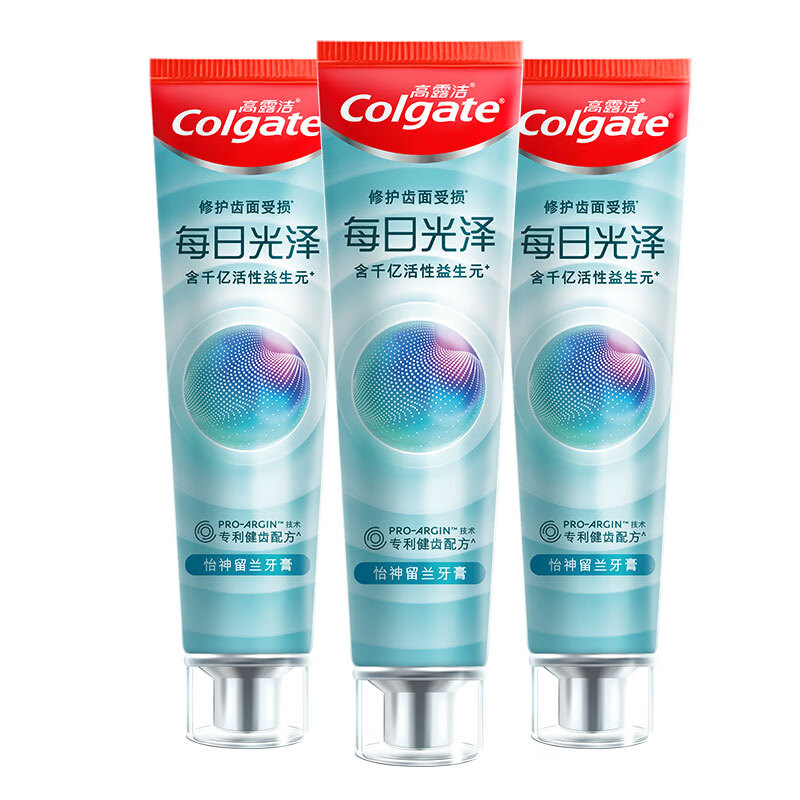 Colgate 高露洁 每日光泽健齿修护牙膏留兰味160g*3含氟防蛀清新口气美白亮白