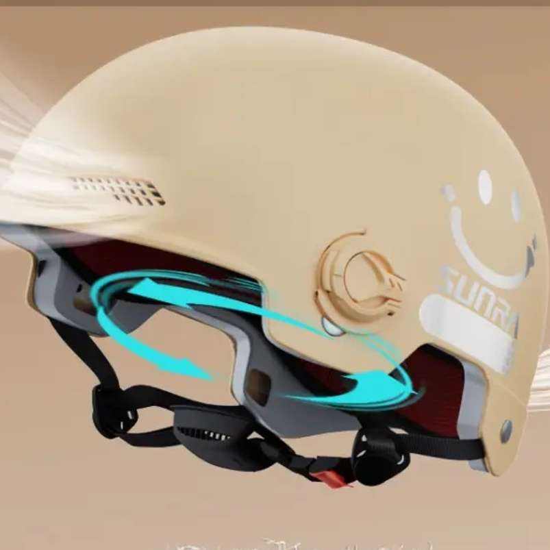plus：新日 SUNRA3C认证 上市品牌 电动车头盔 3C国标【卡其+高清短镜】A类 13.51