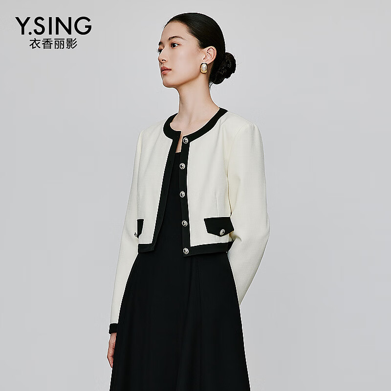 Y.SING 衣香丽影 撞色小香风短外套女 米色 S 222元（需用券）