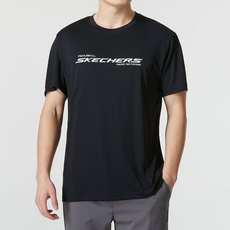 88VIP：SKECHERS 斯凯奇 运动T恤新款男士圆领短袖T恤衫P224M029-0018 87.4元