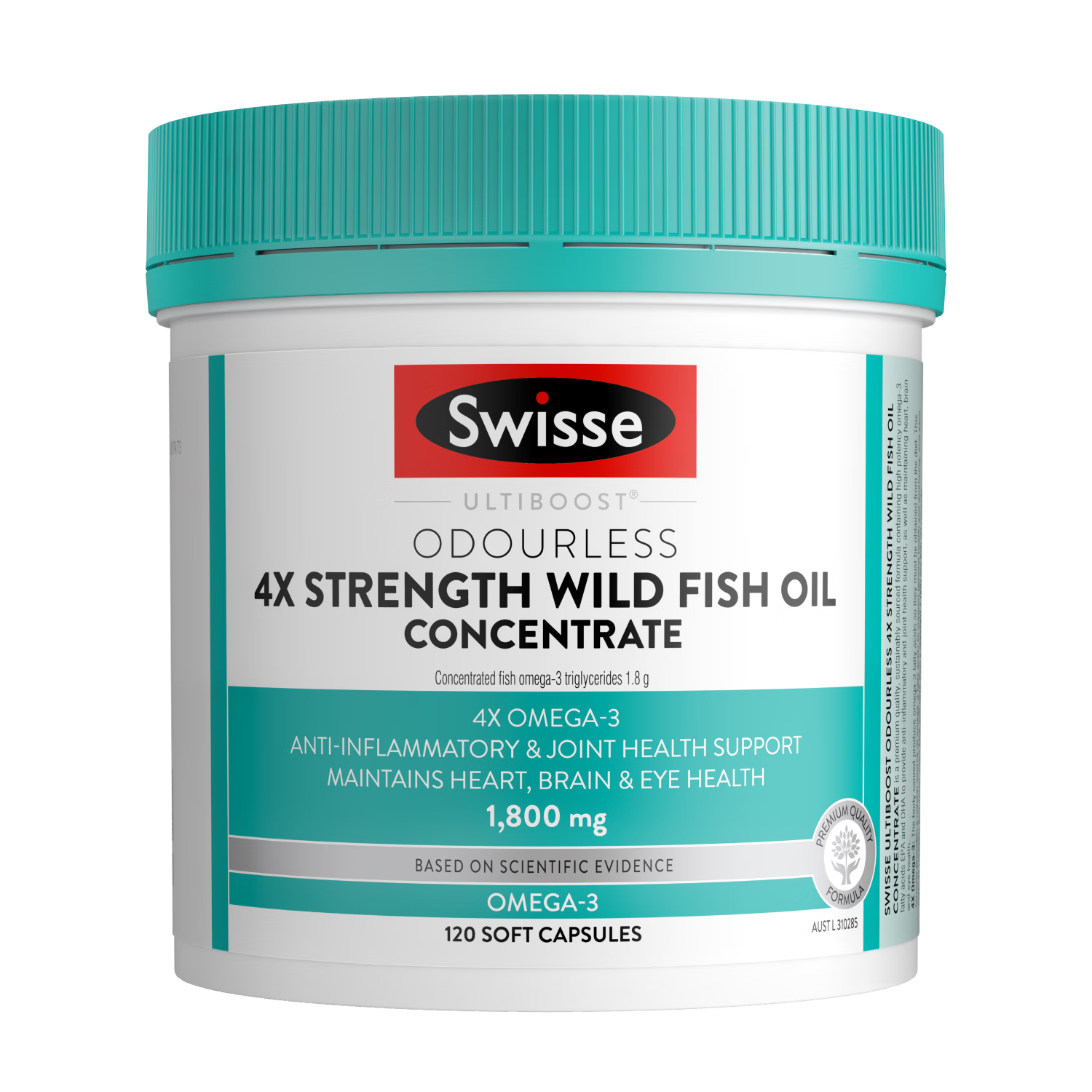 Swisse斯维诗 4倍高浓度深海鱼油软胶囊1800mg120粒 rTG型 omega3 DHA+EPA 高效活力心