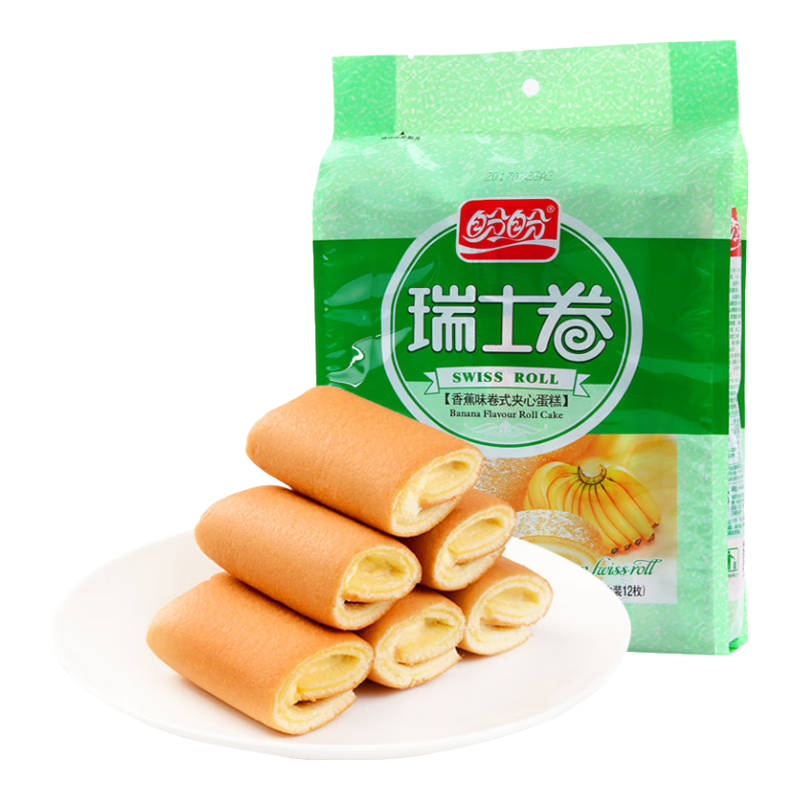 盼盼 瑞士卷 下午茶蛋糕点心零食早餐食品 香蕉味240g 12.42元（合6.21元/件）