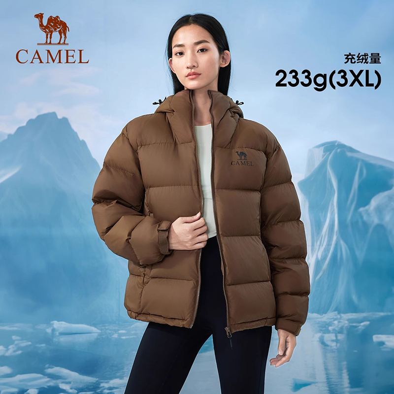 88VIP：CAMEL 骆驼 气凝胶羽绒服女装2024冬季新款保暖防风连帽面包服羽绒服外