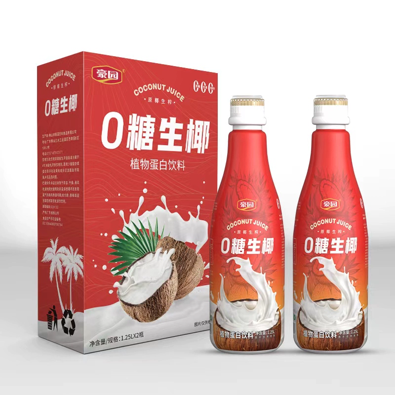 浓郁椰香!豪园 泰式生榨椰汁 1.25L*2瓶 ¥11.9