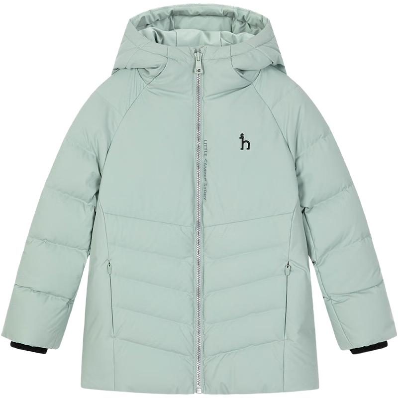 哈吉斯 品牌童装男女童羽绒服冬抑菌防静电弹力防风休闲羽绒服 天青色 110 