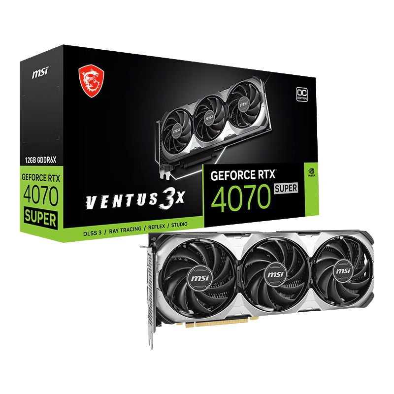 plus:微星 万图师 GeForce RTX 4070 SUPER 12G VENTUS 3X OC 电竞游戏AI设计智能 4973.91元