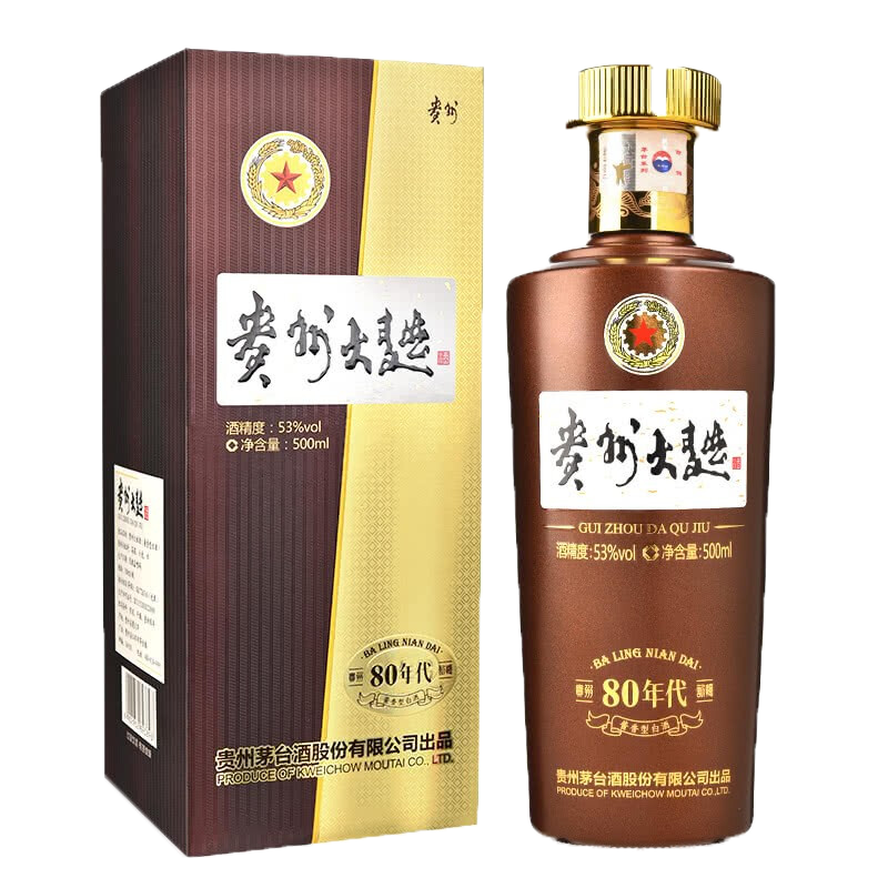 PLUS会员：MOUTAI 茅台 贵州大曲 80年代 53﹪vol 酱香型白酒 500ml 单瓶装 177.26元