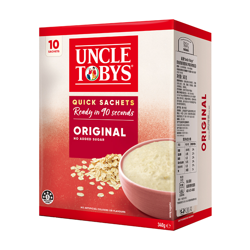 Nestlé 雀巢 Uncle Tobys澳洲进口即食燕麦粥340g*1盒原味全谷物早餐麦片 37.9