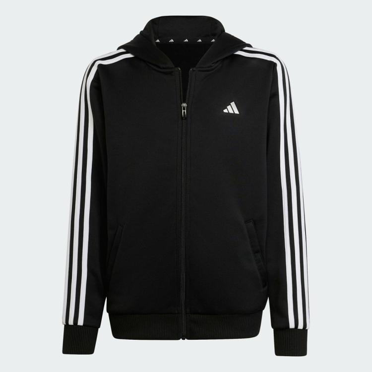 adidas 连帽舒适条纹时尚男大童运动夹克休闲外套 84元