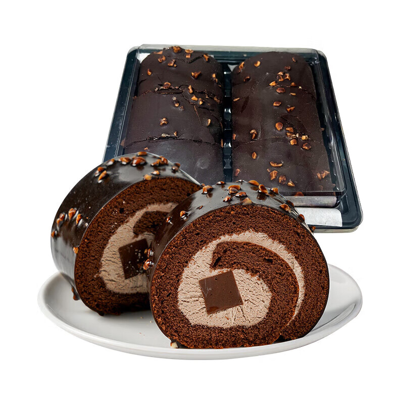 巧克力瑞士卷爆浆生巧蛋糕400g*2盒（共12块，发顺丰） 43.3元