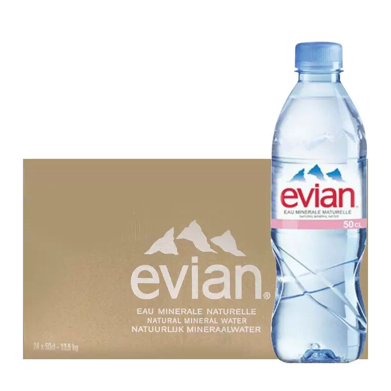 evian 法国进口Evian依云天然矿泉水500mL*24瓶/整箱 ￥73.9