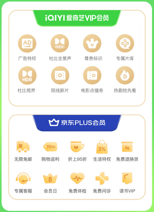 iQIYI 爱奇艺 黄金会员年卡+京东PLUS会员年卡