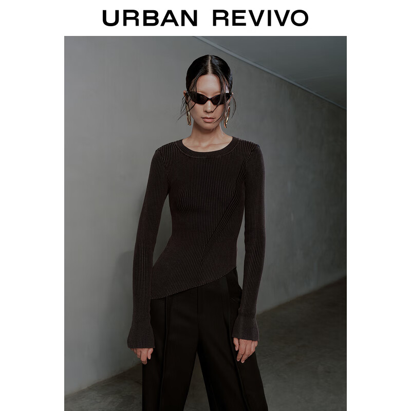 URBAN REVIVO UR2024秋季女装不规则针织衫UWA940017 棕色 XS 279元（需用券）