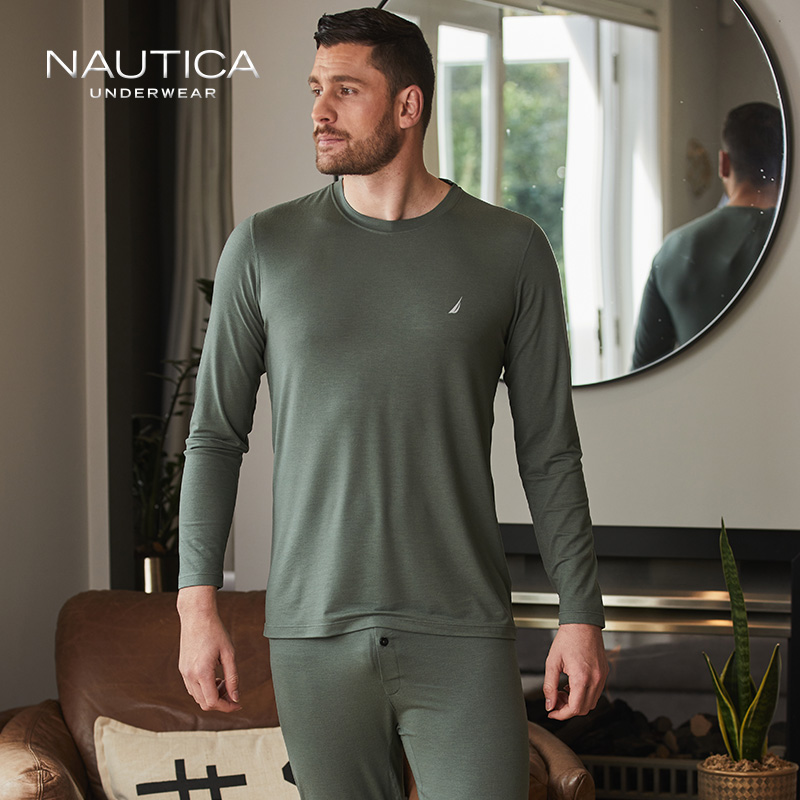 NAUTICA 诺帝卡 Underwear男士保暖套装本命年大红纯色圆领60775 79元（需用券）