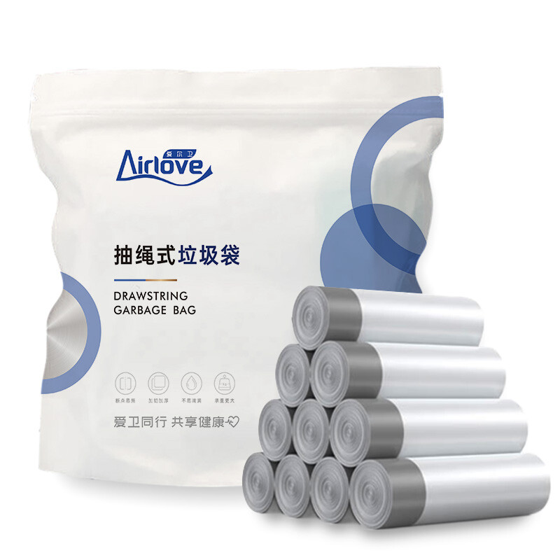 PLUS会员：Airlove 爱尔卫 加厚抽绳垃圾袋 5卷75只（45*50cm） 8.91元（需买2件，